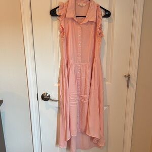 Pink Ruffled Sleeveless Dress